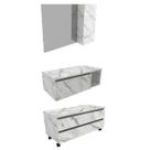 Conjunto De Armarios Para Banheiro Com Espelheira BN11 Marmore Branco Tecno Mobili