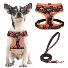 Conjunto de arnês e coleira para cães, colete confortável de malha macia PUPTECK, laranja