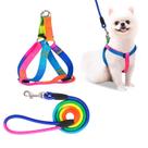 Conjunto de arnês e coleira para cães PetsHome, arco-íris de nylon ajustável