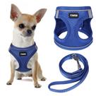 Conjunto de arnês e coleira para cães YIMEIS Reflective para cães azul royal Conjunto de arnês e coleira para cães YIMEIS Reflective para cães azul royal