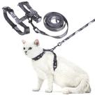 Conjunto de arnês e coleira para gatos PUPTECK ajustável em cinza escuro