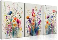 Conjunto de arte de parede em tela KISSFOX Emoldurado Colorful Wildflower x3