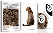Conjunto de arte de parede em tela QQG Trendy Leopard Lucky 8 Ball 30x40cm