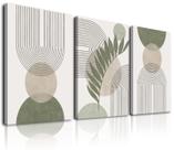 Conjunto de arte de parede KBKBART Sage Green Boho Geometric Line Leaf