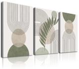 Conjunto de arte de parede KBKBART Sage Green Boho Geometric Line Leaf