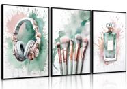 Conjunto de arte de parede para meninas adolescentes, quarto, verde, sálvia, rosa, ouro, 3 unidades