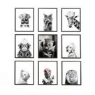 Conjunto de arte de parede TWNSLLA Funny Bathroom Preto Branco 20x25cmx9