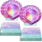 Conjunto de artigos de festa Gersoniel Iridescent Pink Mermaid 40 unidades Conjunto de artigos de festa Gersoniel Iridescent Pink Mermaid 40 unidades