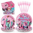 Conjunto de artigos de festa Grencian Super Girl Hero Pink Spider