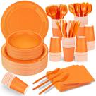 Conjunto de artigos de festa TWOWYHI Orange para 30 convidados com 228 unidades Conjunto de artigos de festa TWOWYHI Orange para 30 convidados com 228 unidades