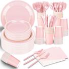 Conjunto de artigos de festa TWOWYHI Pink com 228 unidades para 30 convidados