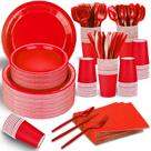 Conjunto de artigos de festa TWOWYHI Red para 30 convidados com pratos e copos