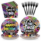 Conjunto de artigos para festas Grencian 90's House descartável 96 unidades