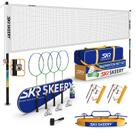 Conjunto de badminton SKEERY com rede de guincho, 4 raquetes de carbono