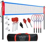 Conjunto de badminton Zdgao Portable Net 6 postes de aço 4 raquetes