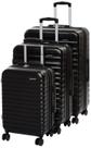 Conjunto de bagagem Amazon Basics, 3 peças, rígido, expansível, preto