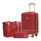 Conjunto de Bagagem Coolife 3 Peças com Rodas - Trava TSA - Vermelho