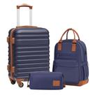 Conjunto de Bagagem Coolife 3 Peças Hardside com Trava TSA - Azul Marinho