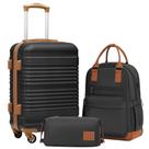 Conjunto de Bagagem Coolife 3 Peças - Mala de Bordo Hardside com Trava TSA