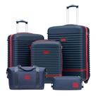 Conjunto de bagagem Coolife de 3 peças com rodas TSA Lock Spinner Wheels azul+vermelho