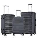 Conjunto de bagagem GOODLUGG com rodas giratórias e fechadura TSA, 3 peças pretas Conjunto de bagagem GOODLUGG com rodas giratórias e fechadura TSA, 3 peças pretas