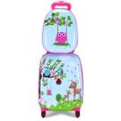 Conjunto de bagagem GYMAX Kids Carry On, 2 peças de mala rolante com mochila