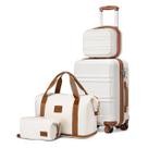 Conjunto de Bagagem Kono K1871 - 4 Peças Hardside Creme Branco