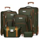 Conjunto de bagagem LARVENDER de 5 peças Softside com rodas giratórias verdes Conjunto de bagagem LARVENDER de 5 peças Softside com rodas giratórias verdes
