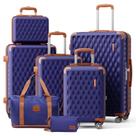 Conjunto de bagagem Melalenia, mala de 7 peças com rodas giratórias, azul marinho