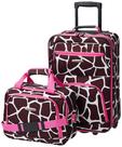 Conjunto de Bagagem Rockland Fashion Softside Upright - Girafa Rosa