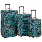 Conjunto de Bagagem Rockland Jungle Softside - 4 Peças - Estampa Leopardo Azul