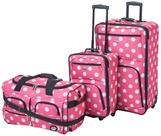 Conjunto de bagagem Rockland Vara Softside de 3 peças expansível rosa Conjunto de bagagem Rockland Vara Softside de 3 peças expansível rosa