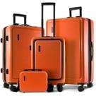 Conjunto de bagagem TRAVELARIM Hard Shell com rodas giratórias, 4 peças de laranja