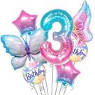 Conjunto de balões, 11 unidades, borboleta e papel estelar, festa de terceiro aniversário Conjunto de balões, 11 unidades, borboleta e papel estelar, festa de terceiro aniversário