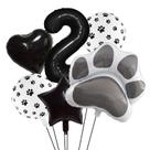 Conjunto de balões, 6 peças, Black Dog Paw Foil Number 2 Animal Paw Pr