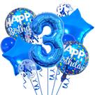 Conjunto de balões azul aniversário de 11 peças com papel alumínio número 3 de 32 polegadas Conjunto de balões azul aniversário de 11 peças com papel alumínio número 3 de 32 polegadas
