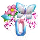 Conjunto de balões Butterfly Foil Number 0 9 unidades Colorful Pink Flo Conjunto de balões Butterfly Foil Number 0 9 unidades Colorful Pink Flo