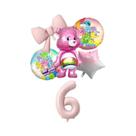 Conjunto De Balões Carebears Rosa E Azul Com Números De Alumínio De 40 Polegadas (1-9) Para