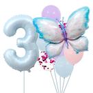 Conjunto de balões com tema de borboleta para festa de terceiro aniversário x10 Conjunto de balões com tema de borboleta para festa de terceiro aniversário x10