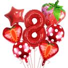 Conjunto de balões com tema de morango, 7 unidades com balão de 8 números Conjunto de balões com tema de morango, 7 unidades com balão de 8 números
