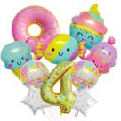 Conjunto de balões com tema de sorvete e doces, 10 unidades de 4º aniversário Conjunto de balões com tema de sorvete e doces, 10 unidades de 4º aniversário