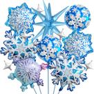 Conjunto de balões de alumínio Snowflake, 13 peças, azul, prata, tema de inverno