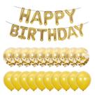 Conjunto de balões de aniversário, 34 unidades de balões de ouro Mylar, confetes