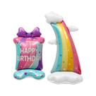 Conjunto de balões de aniversário 4D Foil Rainbow Cake Gift and Cloud
