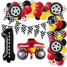 Conjunto de balões de aniversário com tema de carro de corrida, 88 unidades de Monster Truck Conjunto de balões de aniversário com tema de carro de corrida, 88 unidades de Monster Truck