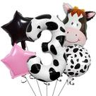 Conjunto de balões de aniversário com tema de vaca de fazenda, 5 unidades, 1 m