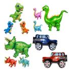 Conjunto de balões de dinossauro 3D, 11 unidades com estegossauro e tricerátopo