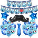 Conjunto de balões de festa para o Dia dos Pais, papel alumínio azul e preto, 25 unidades