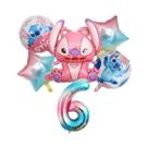 Conjunto De Balões De Folha Rosa Anjo Lilo & Stitch 6 Peças Decorações Para Festa De Aniversário