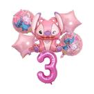 Conjunto De Balões De Folha Rosa Anjo Lilo & Stitch 6 Peças Decorações Para Festa De Aniversário